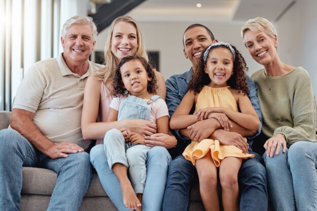 Happy family smiling together in Green Valley.