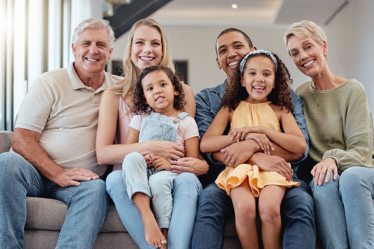 Happy family smiling together in Green Valley.